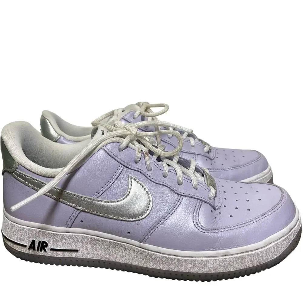 Nike Air Force 1 '07 Sneakers Leather Gum Oxygen Purple/Metallic Silver 8